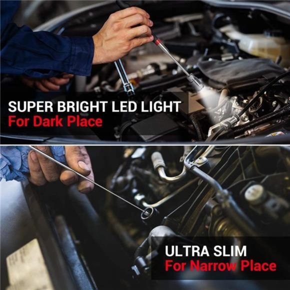 Magnetic Pickup Tools Gifts for Men - LED Telescoping Pick Up Tool - Picture 3 of 6